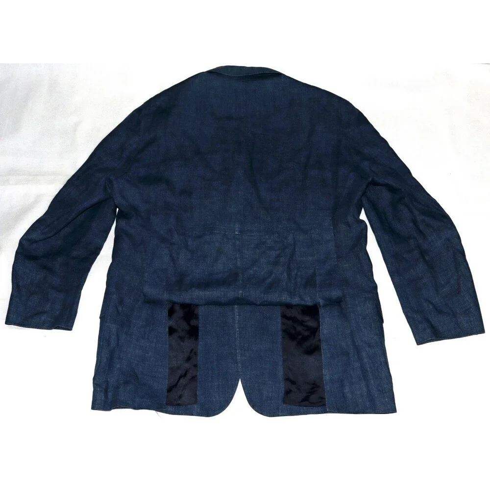 Faconnable‎ Men's 100% Linen Chambray Denim Blazer Sport Coat Jacket Size XL